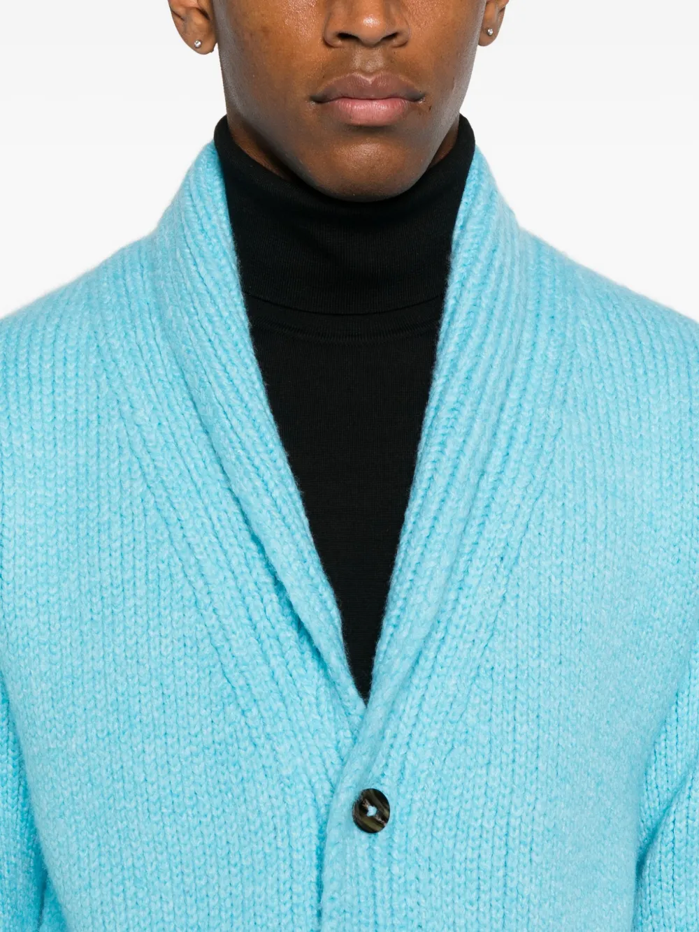 Tom Ford Mens Air Blue Shawl-collar Regular-fit Cashmere Cardigan In Blue