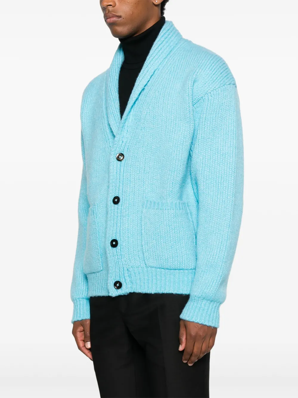 Tom Ford Mens Air Blue Shawl-collar Regular-fit Cashmere Cardigan In Blue