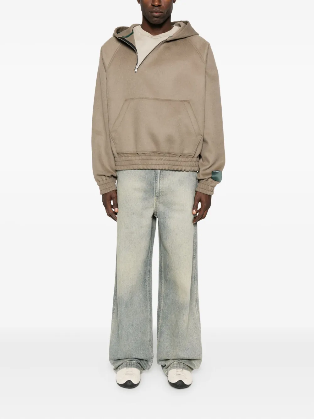 Reese Cooper Half-zip Knitted Hoodie In Brown