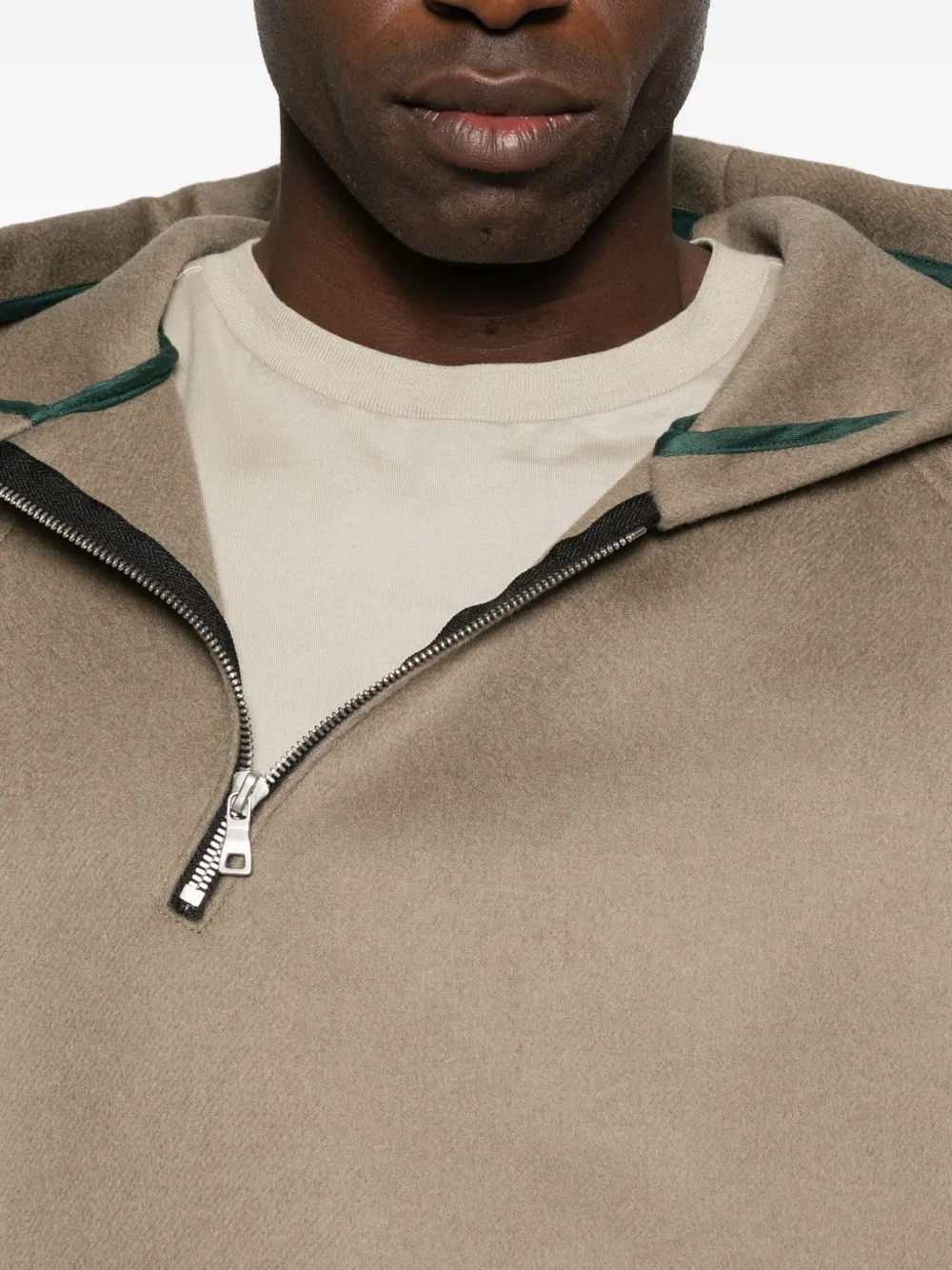 Reese Cooper Half-zip Knitted Hoodie In Brown