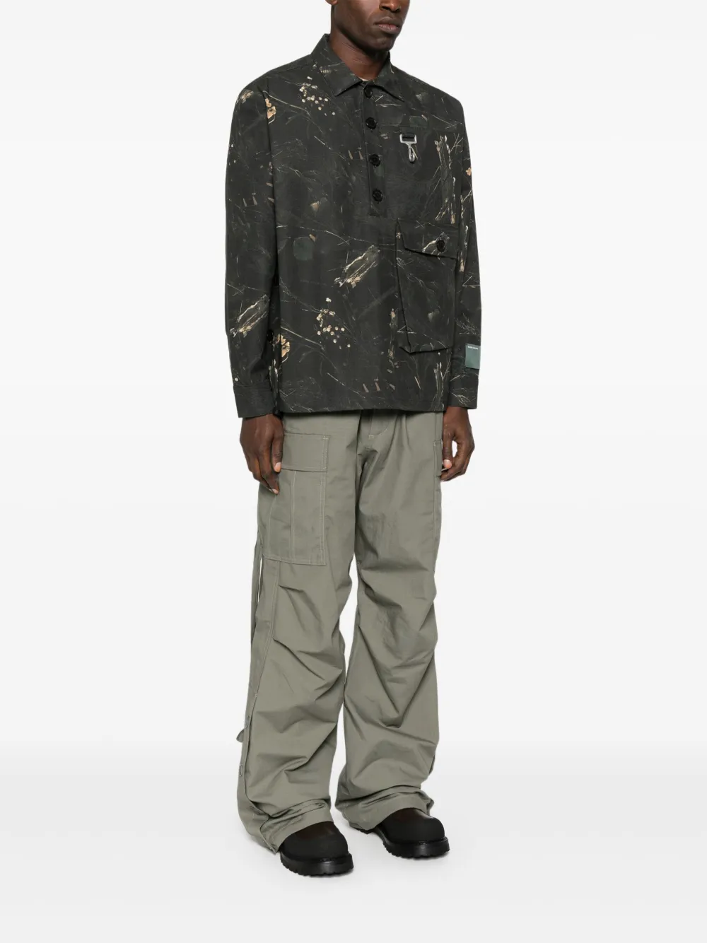 Reese Cooper Floral-print Cargo Shirt In Green