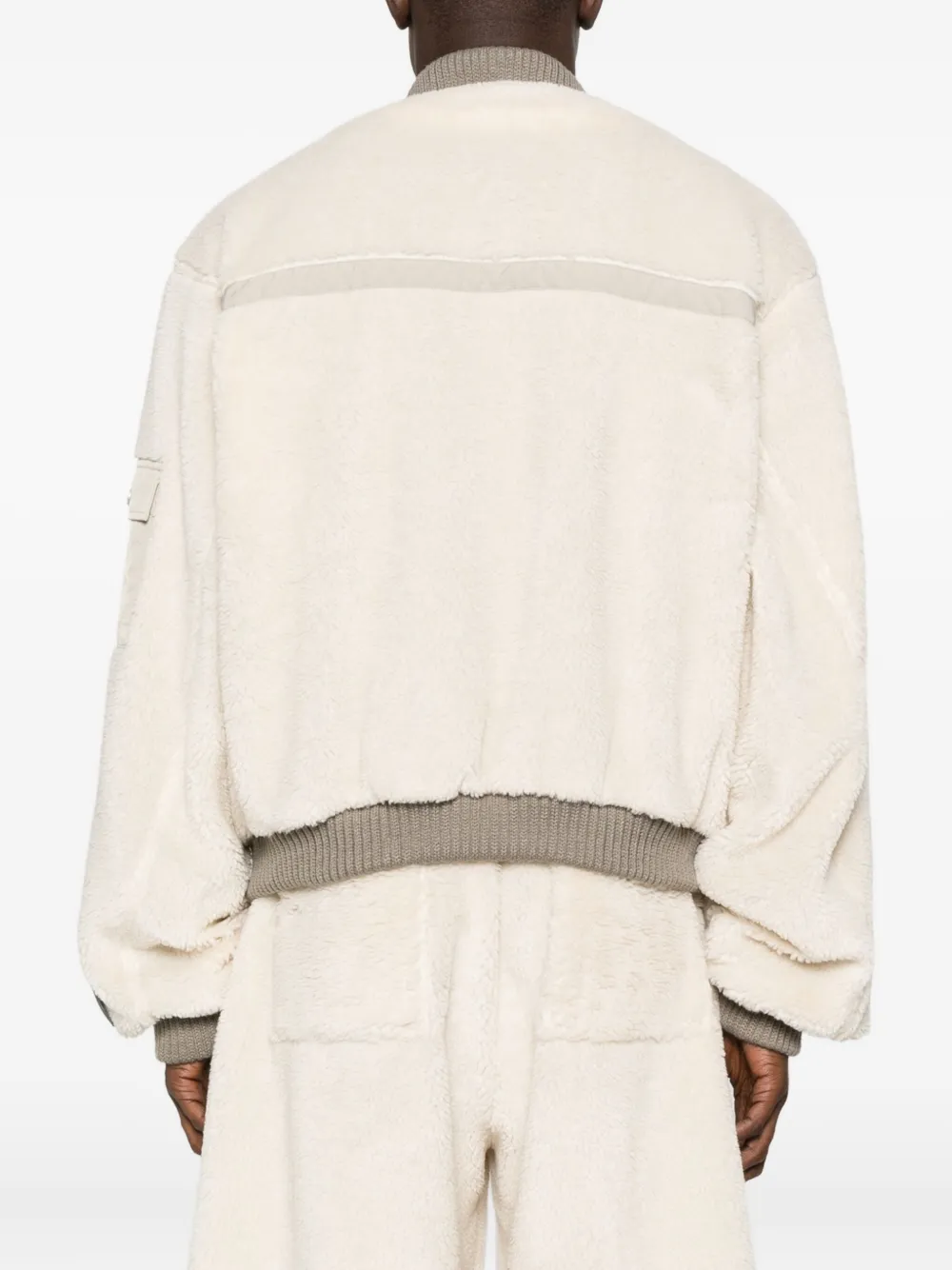 Reese Cooper Fleece-texture Bomber Jacket In Neutral