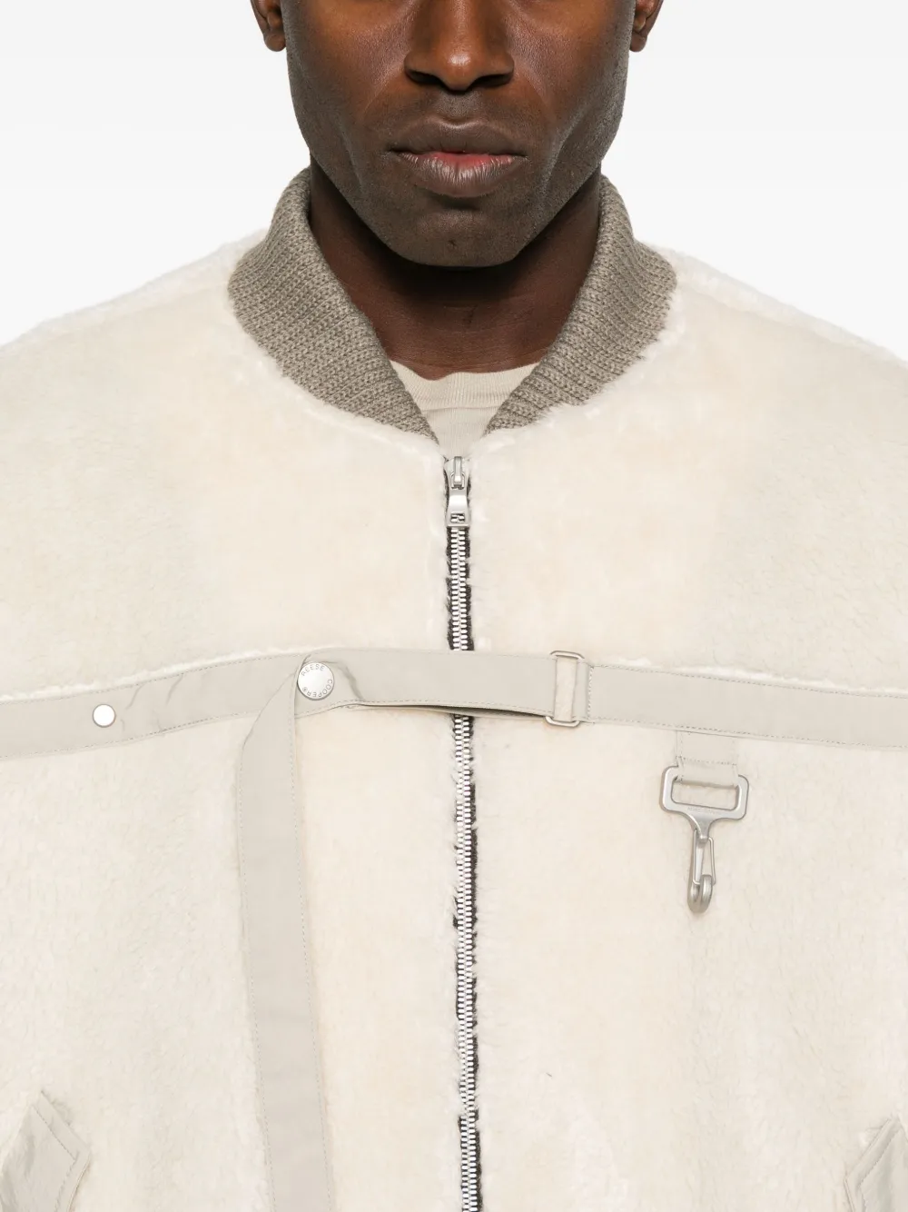 Reese Cooper Fleece-texture Bomber Jacket In Neutral