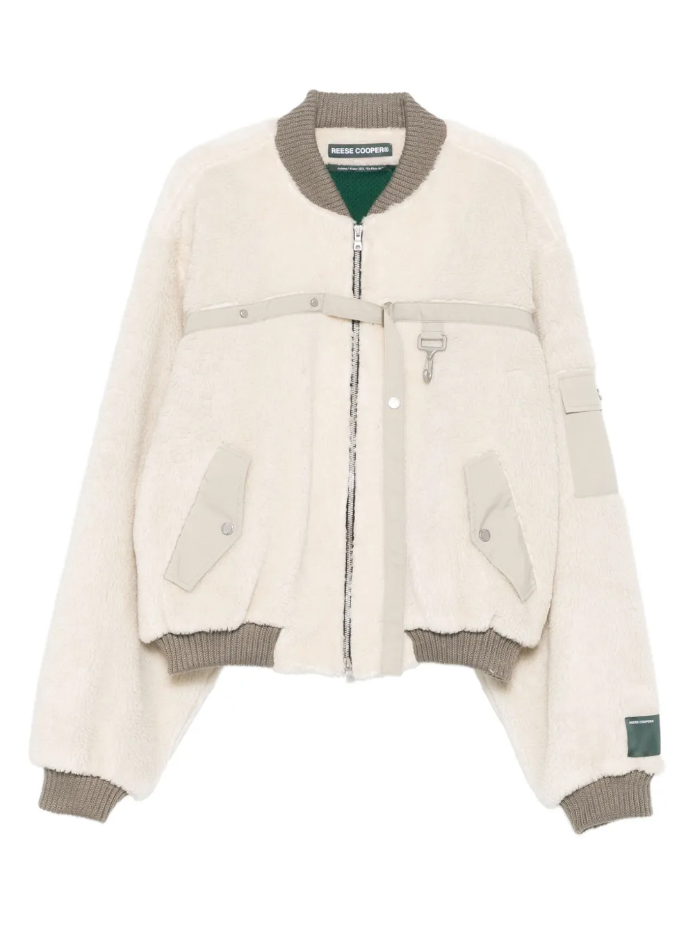 Reese Cooper fleece-texture bomber jacket | Neutrals | Image 1