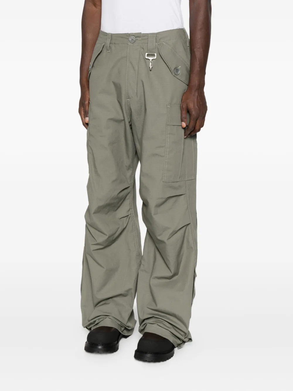 Reese Cooper Wide-leg Cargo Trousers In Green