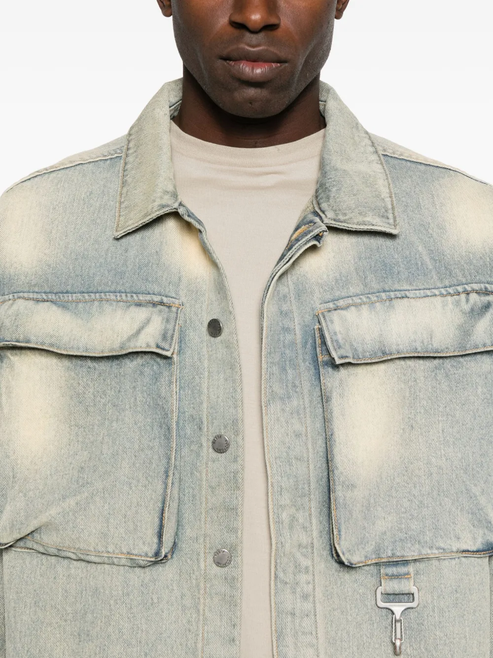 Reese Cooper Concealed-button Flap-pocket Shirt In Neutral