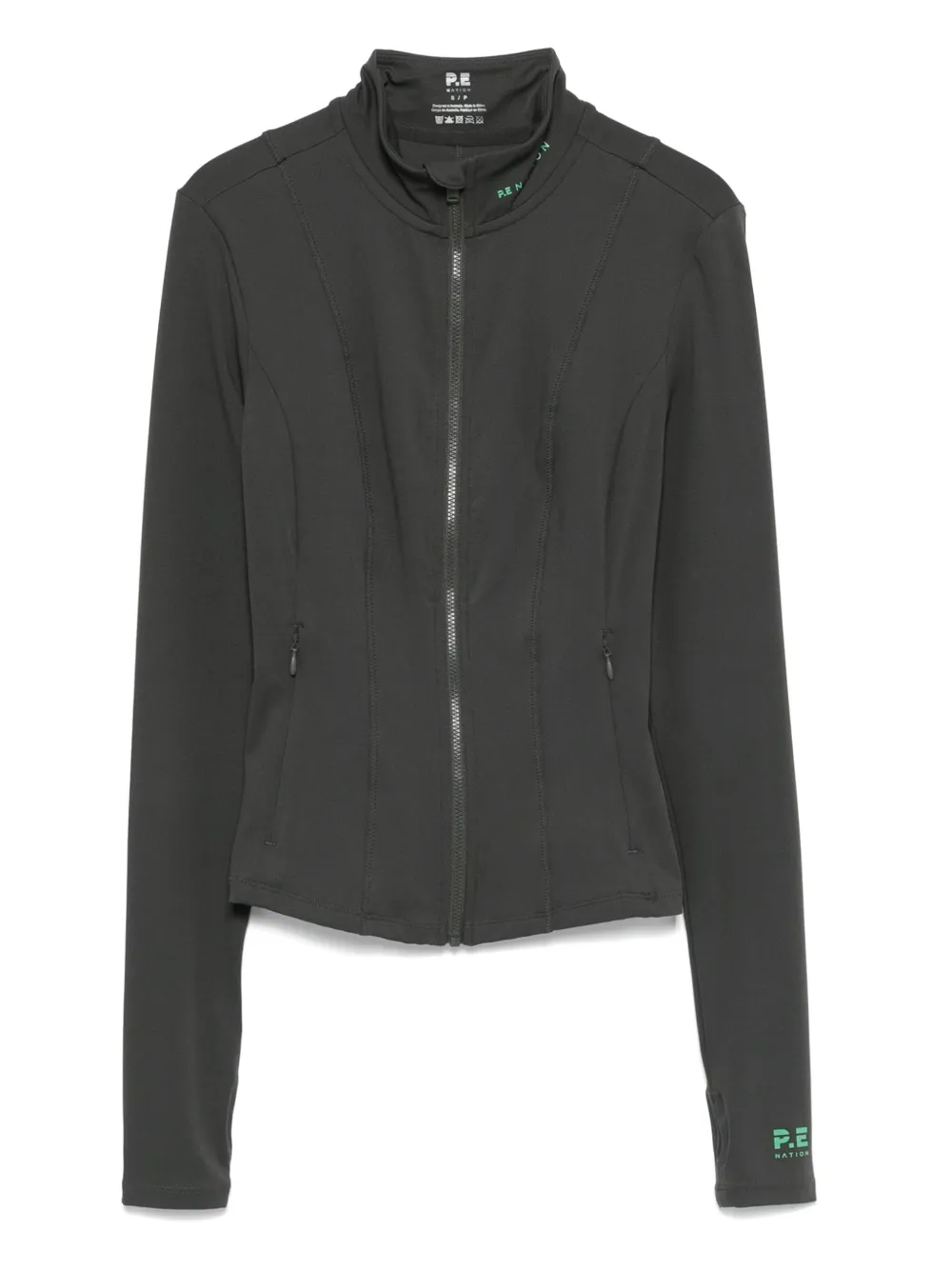 high-neck zip-front jacket