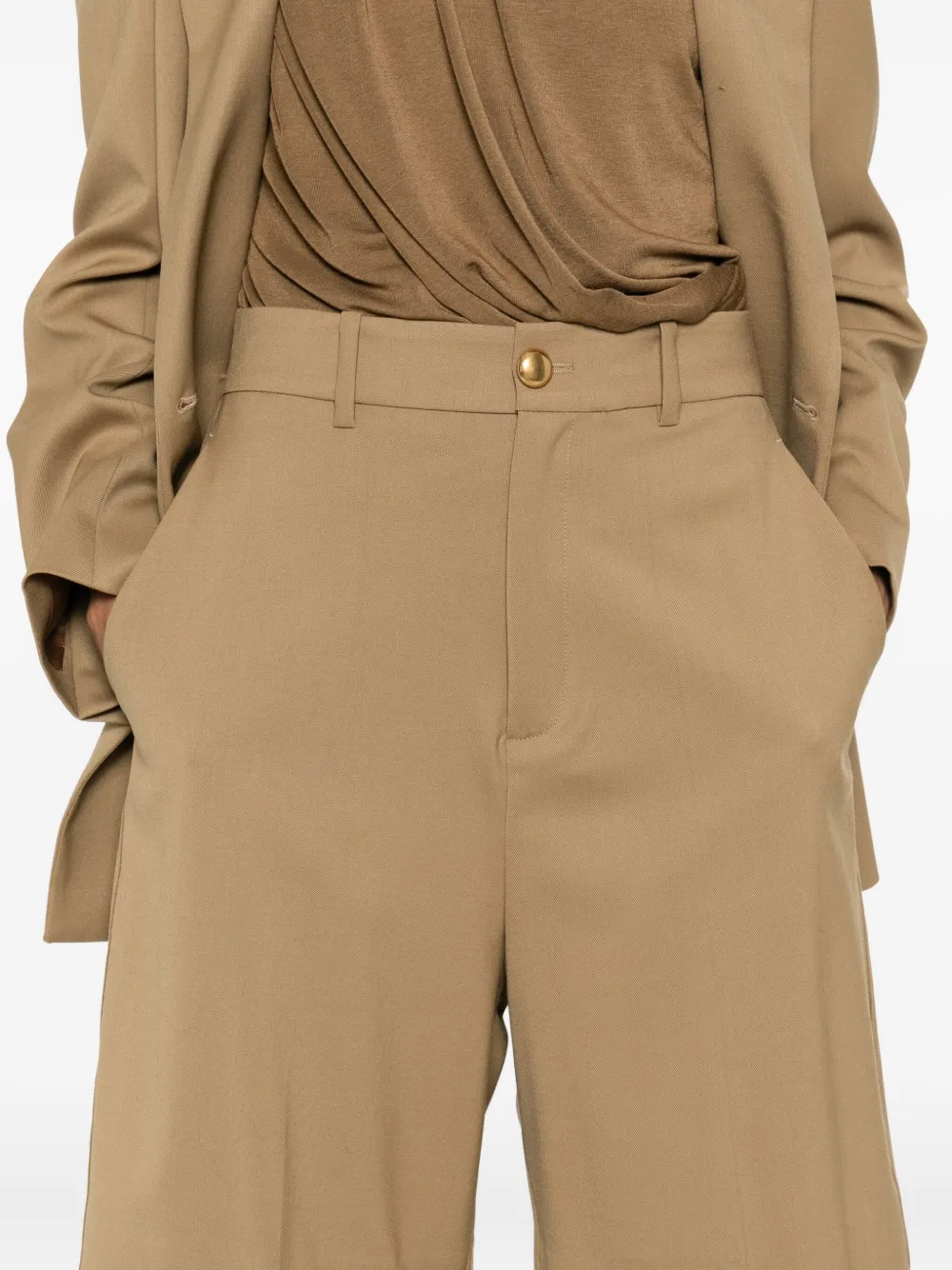 P.a.r.o.s.h Virgin Wool-blend Shorts In Neutral