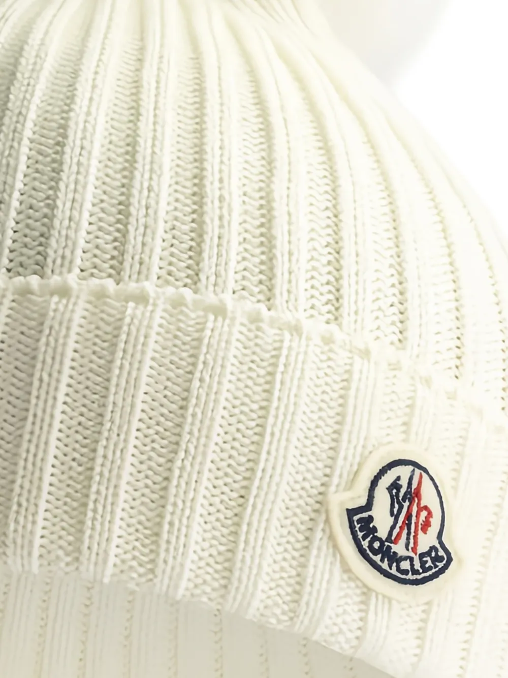 Moncler Enfant Geribbelde hoed met pompon Wit