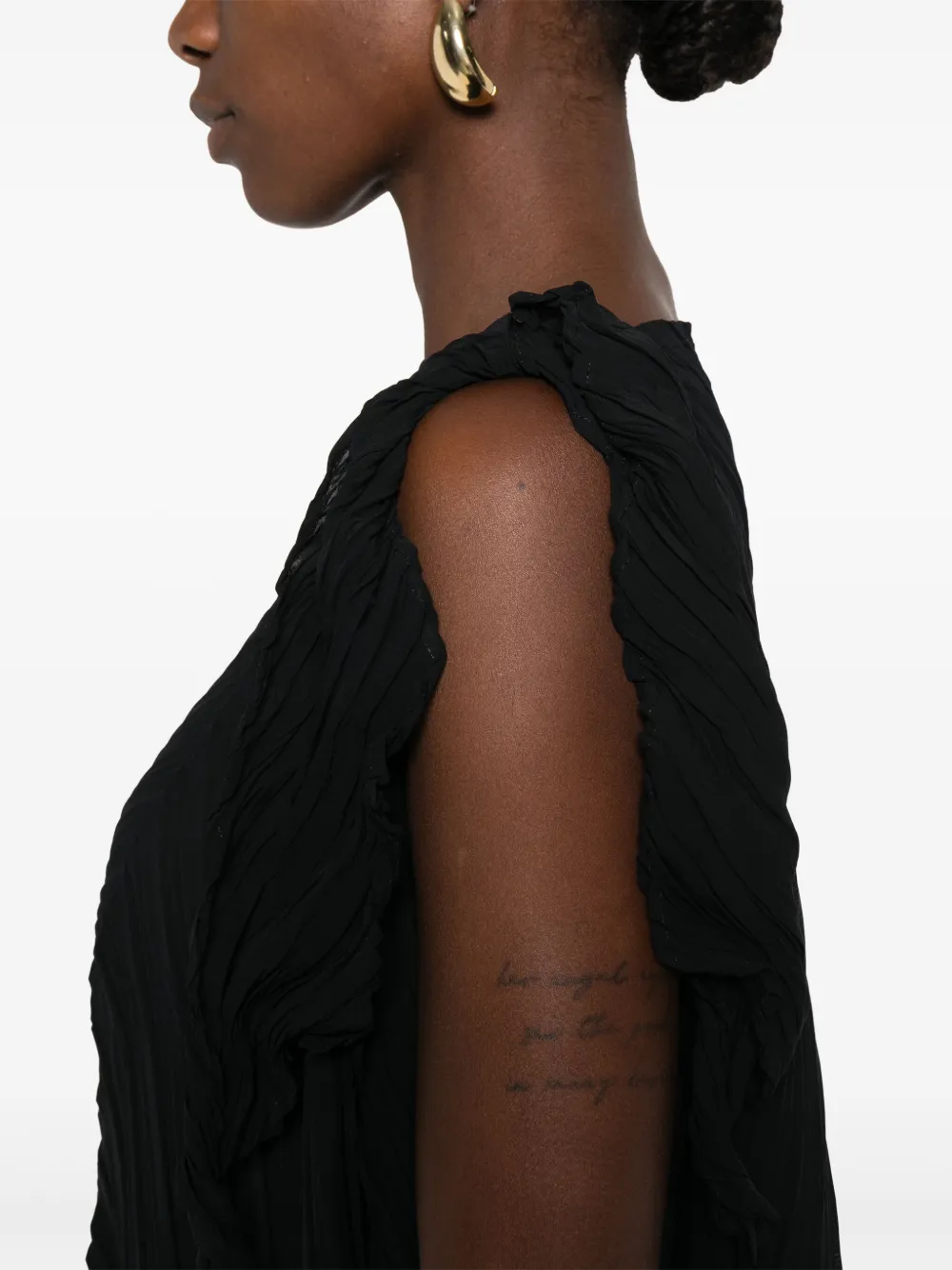 Issey Miyake Gekreukte asymmetrische jurk Zwart