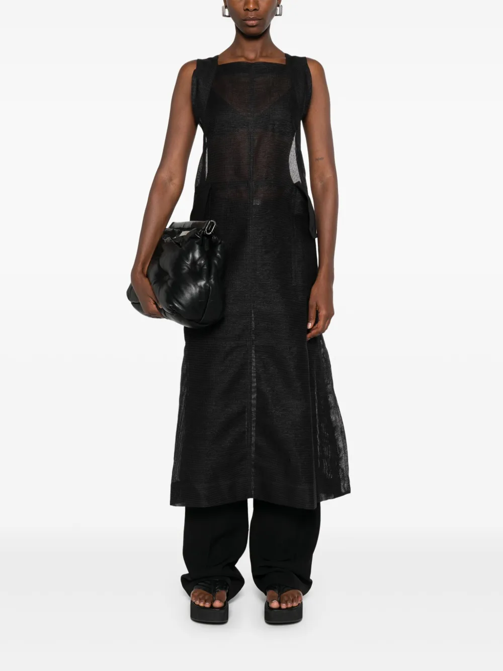 Issey Miyake Sleeveless Midi Dress In Black