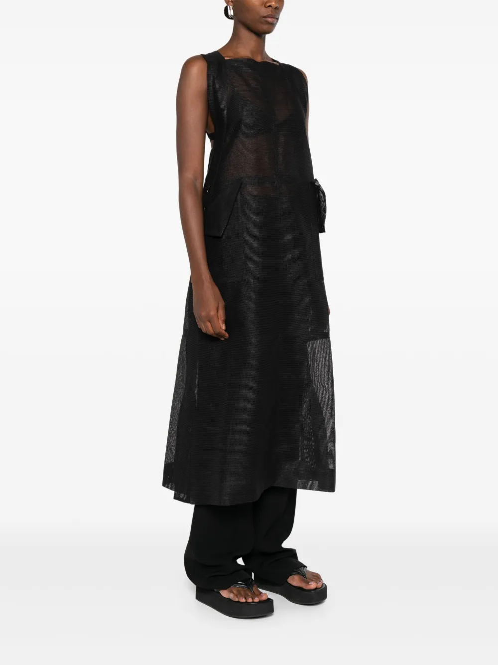 Issey Miyake Sleeveless Midi Dress In Black