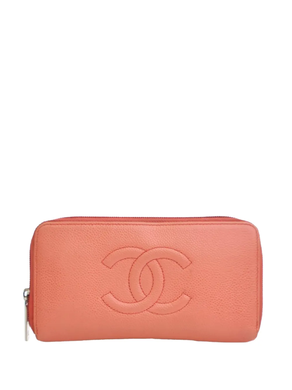 CHANEL Pre-Owned 2012-2013 CC Caviar Zip Around Wallet long wallets | Orange | Image 1