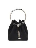 Jimmy Choo Bon Bon circular-handle satin bucket bag - Black