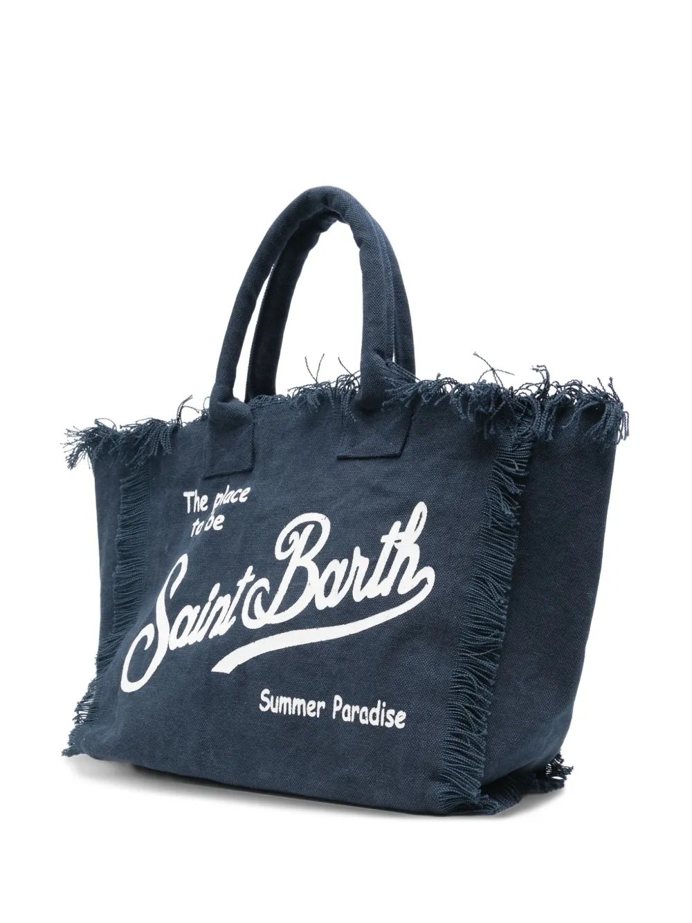 MC2 Saint Barth Vanity fringed cotton tote bag Blauw