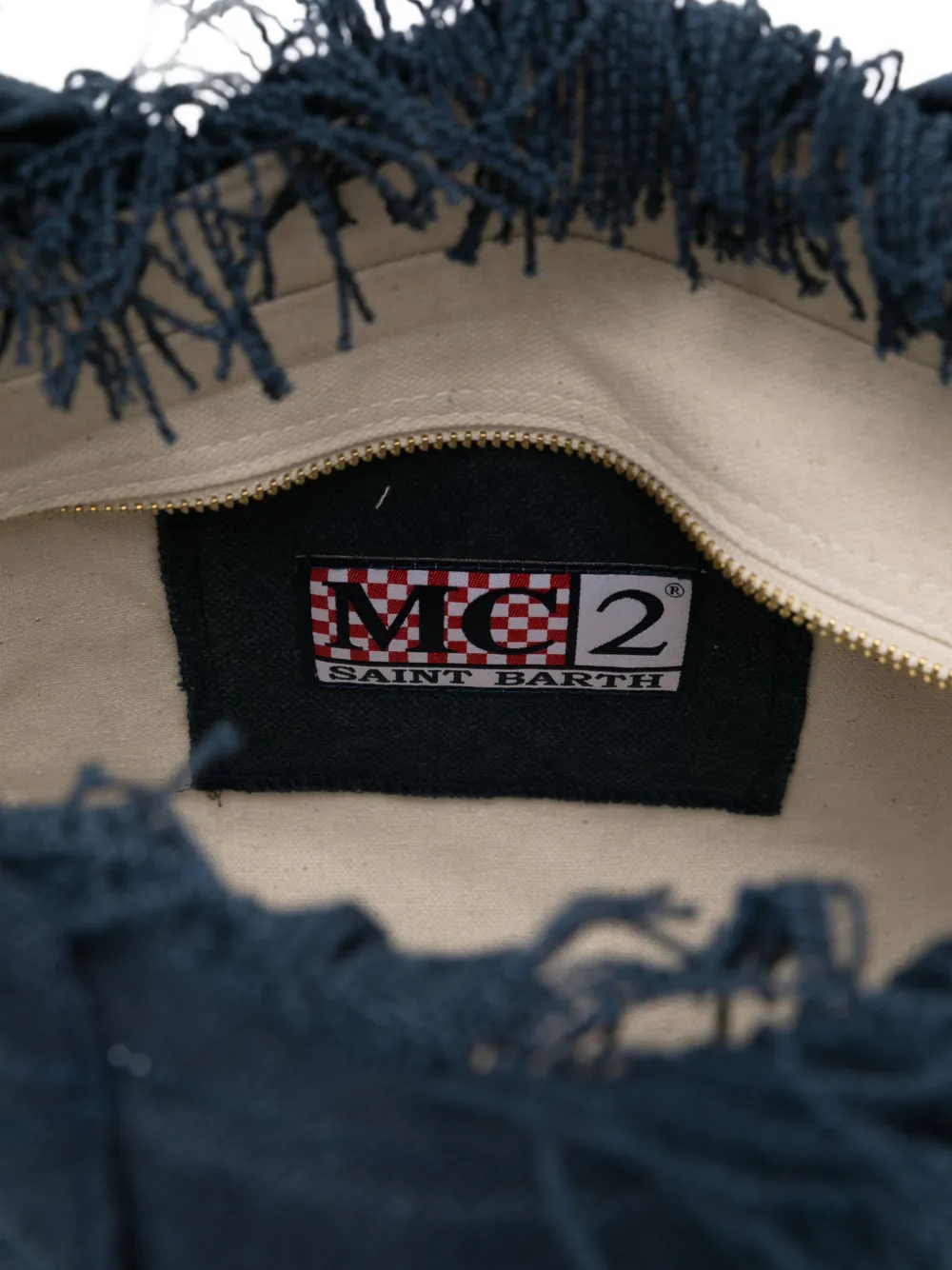 MC2 Saint Barth Vanity fringed cotton tote bag Blauw
