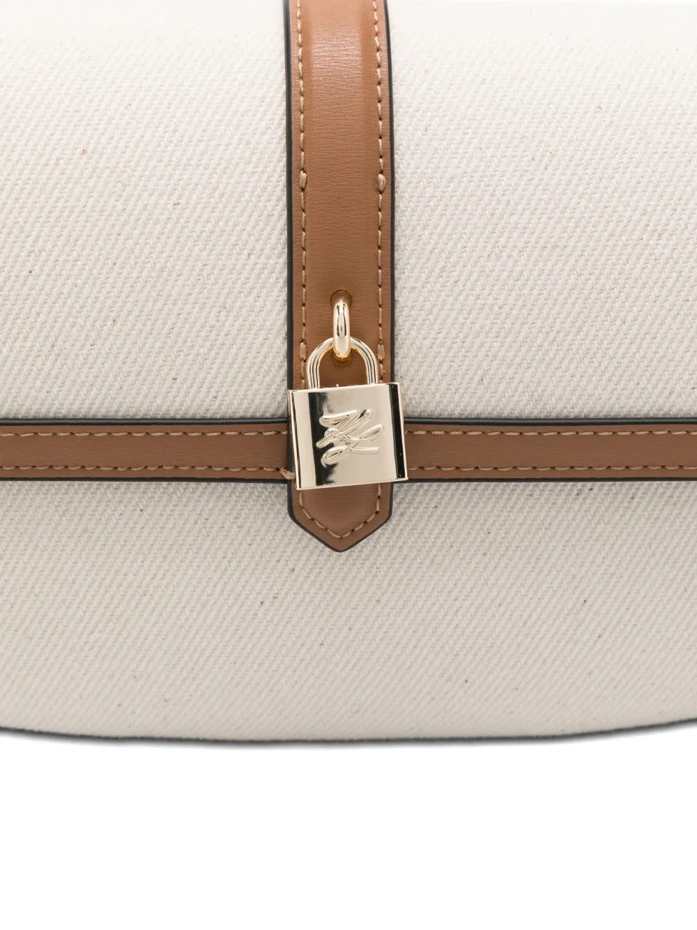 Karl Lagerfeld Canvas schoudertas met leren afwerking Beige