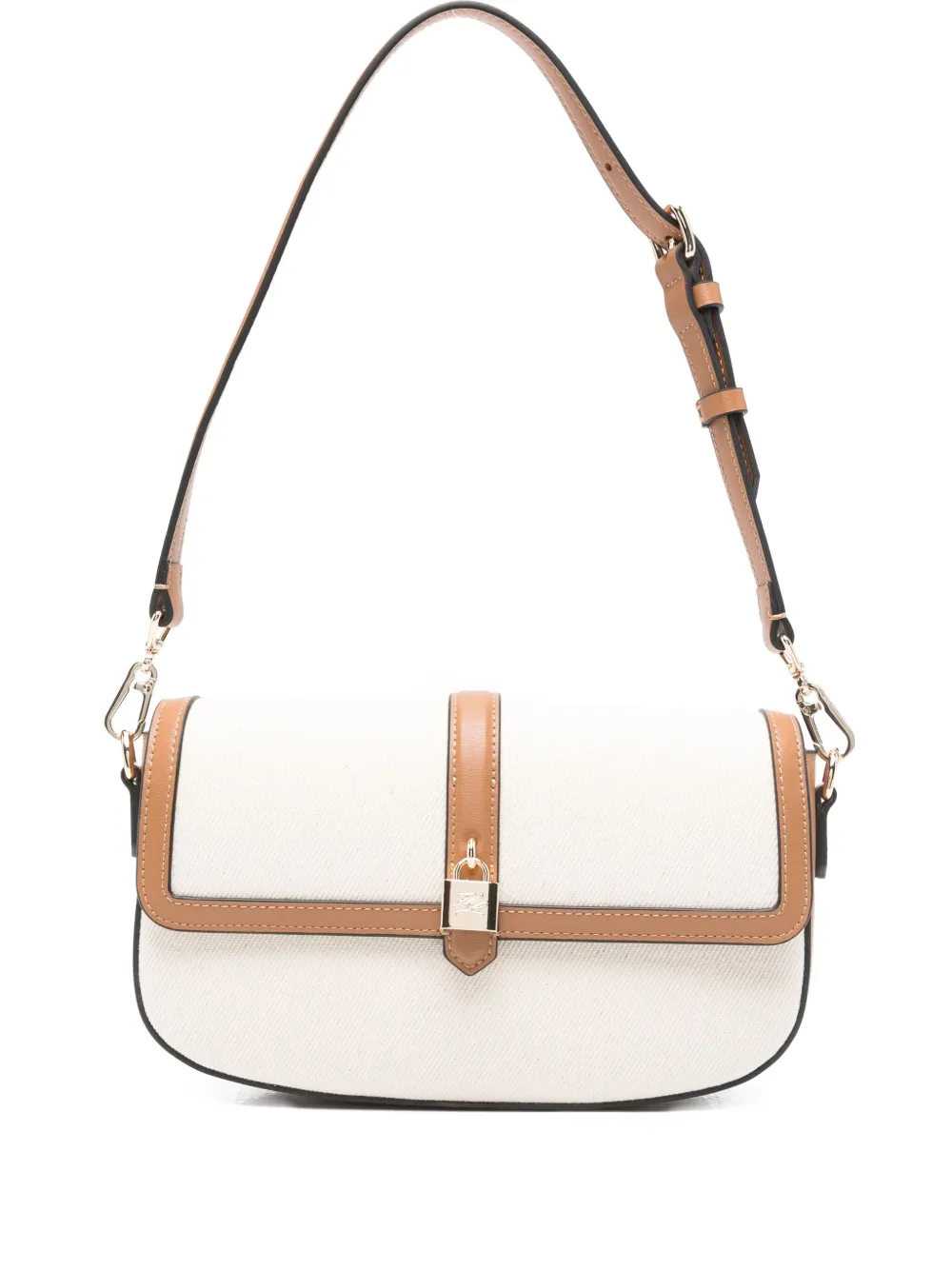 Karl Lagerfeld leather-trimmed canvas shoulder bag | Neutrals | Image 1
