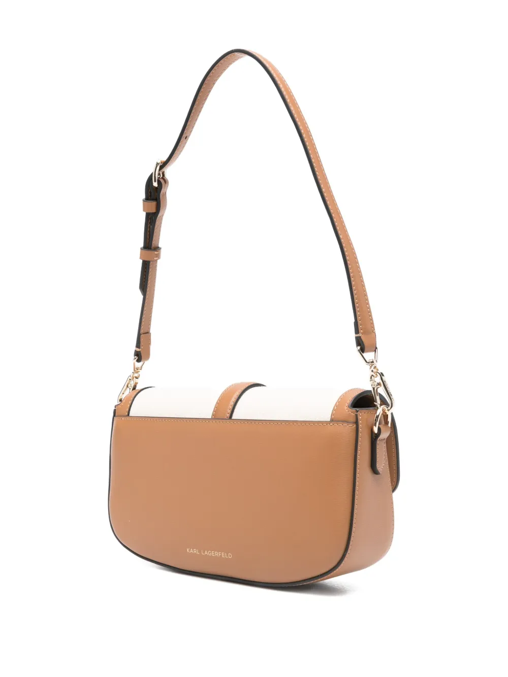 Karl Lagerfeld Canvas schoudertas met leren afwerking Beige