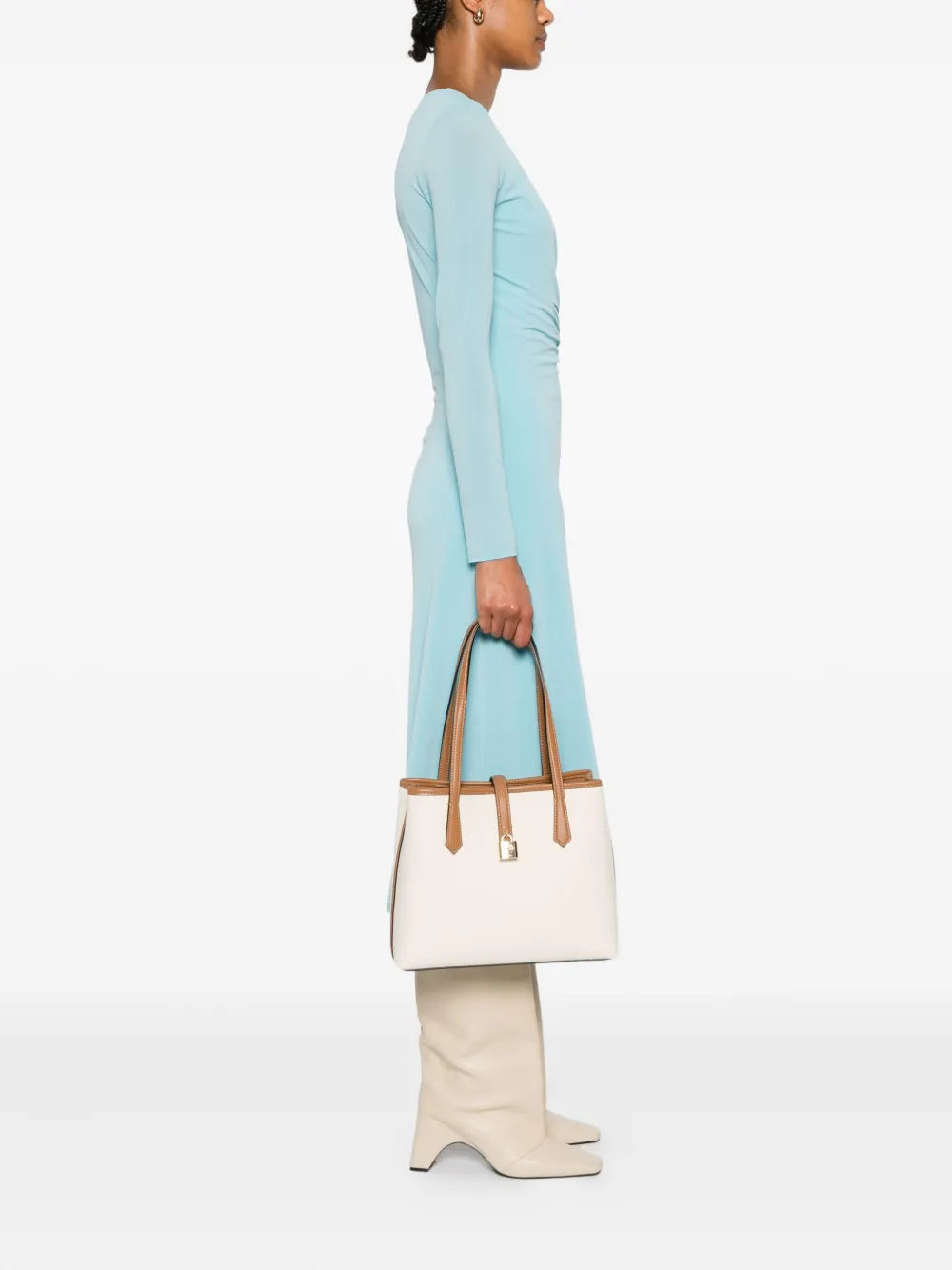 Karl Lagerfeld Padlock shopper met leren afwerking Beige