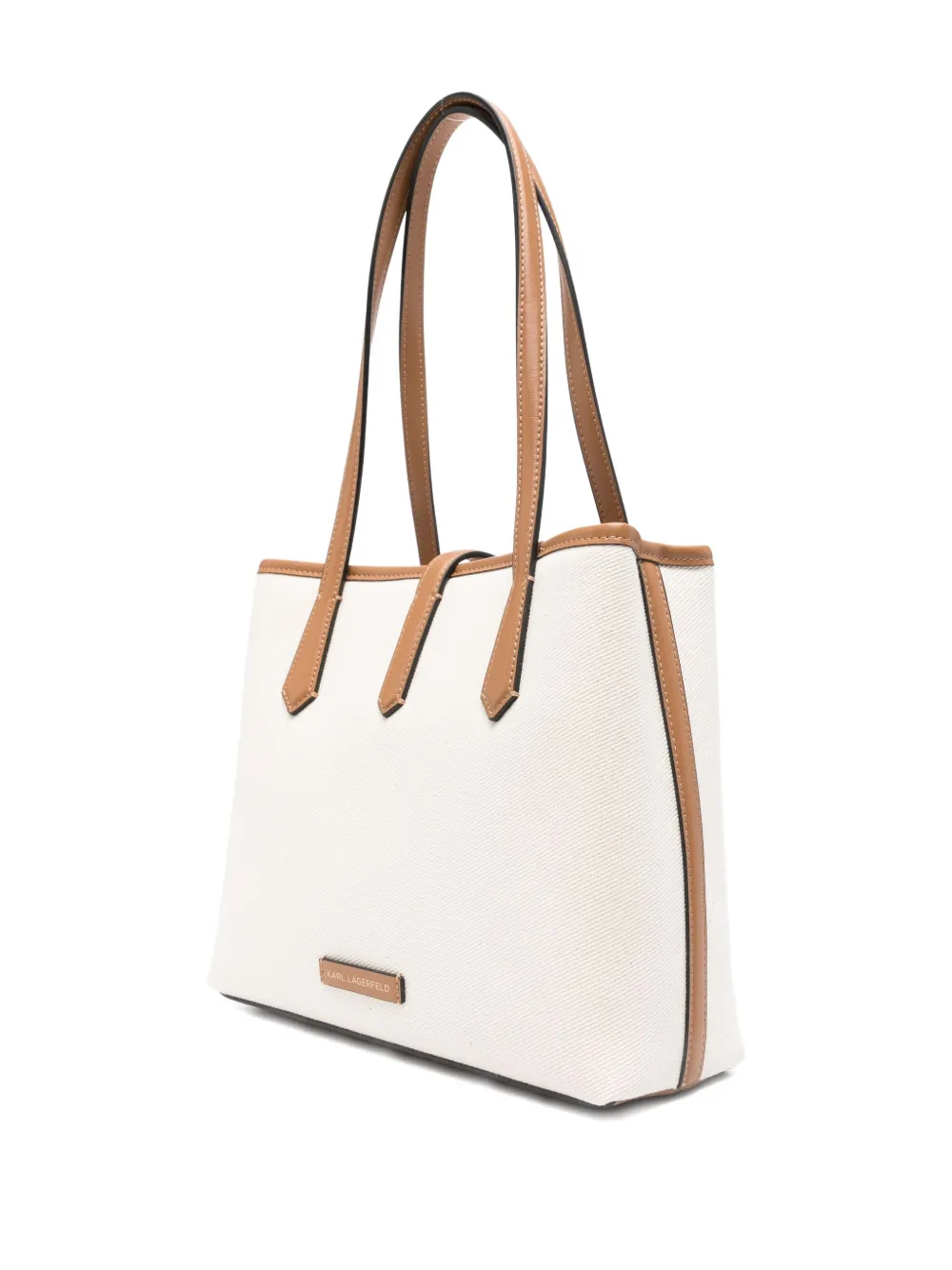 Karl Lagerfeld Padlock shopper met leren afwerking Beige