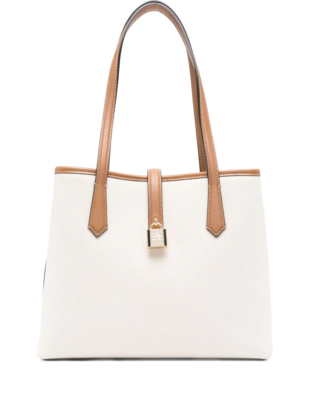Karl Lagerfeld Padlock shopper met leren afwerking Beige