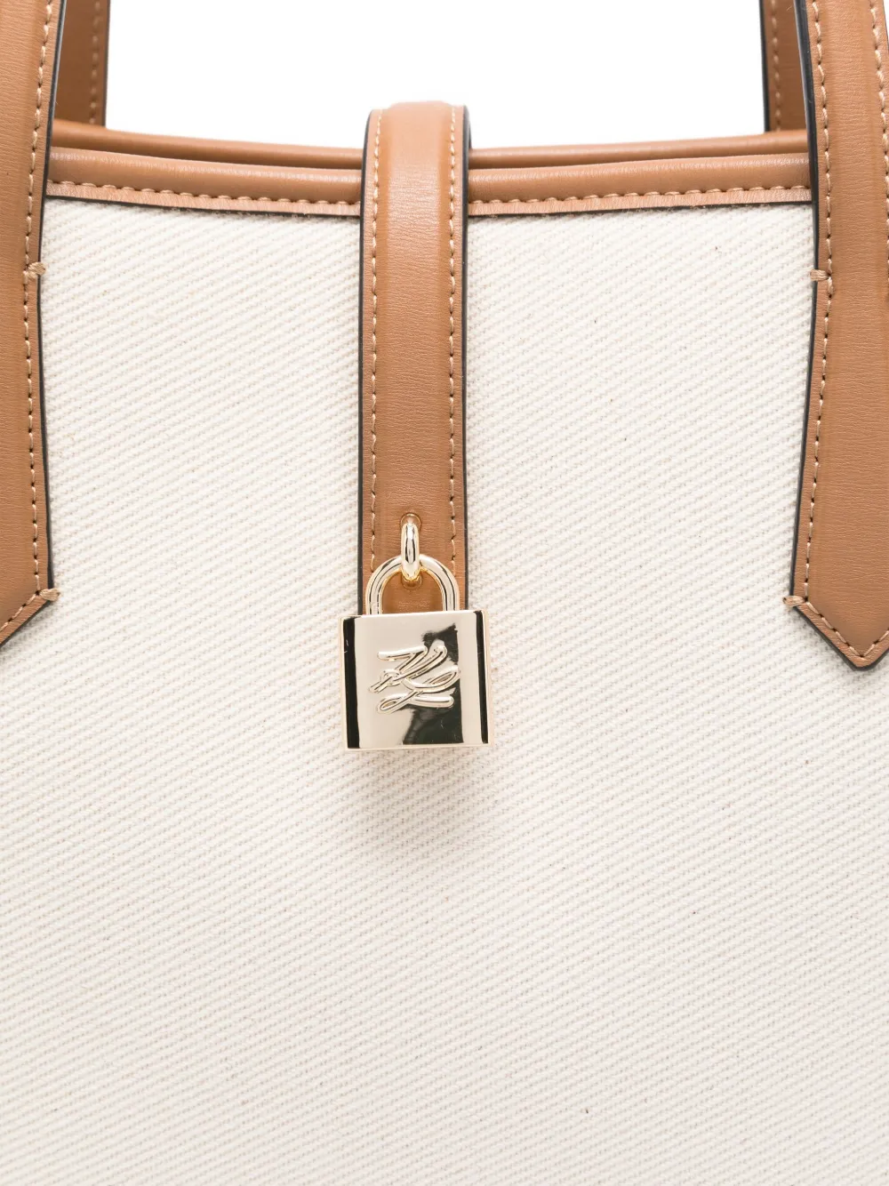 Karl Lagerfeld Padlock shopper met leren afwerking Beige