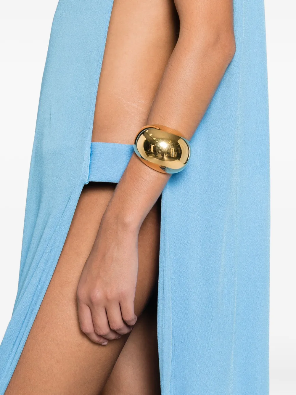 Tom Ford Open-side Long-sleeve Gown In Blue