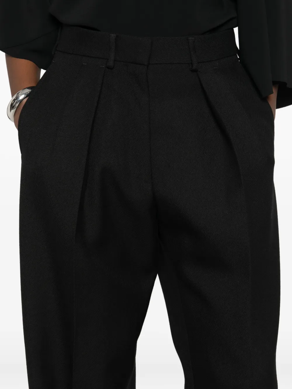 Tom Ford Pleat-detail Wide-leg Trousers In Black