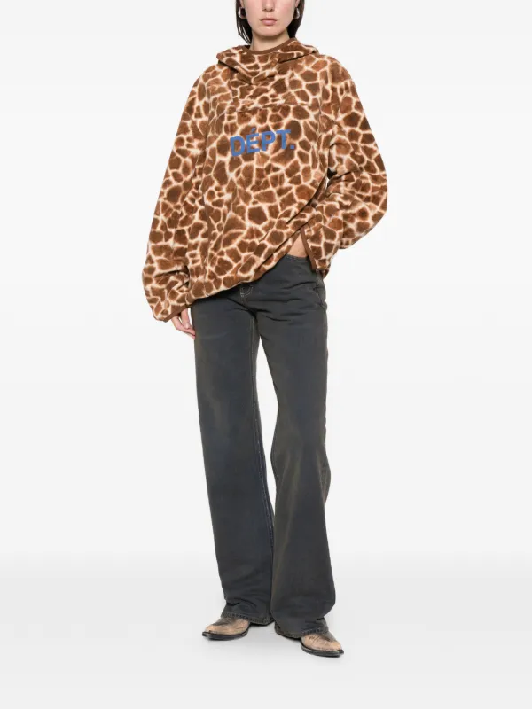GALLERY DEPT. giraffe-print Fleece Hoodie | Neutrals | FARFETCH