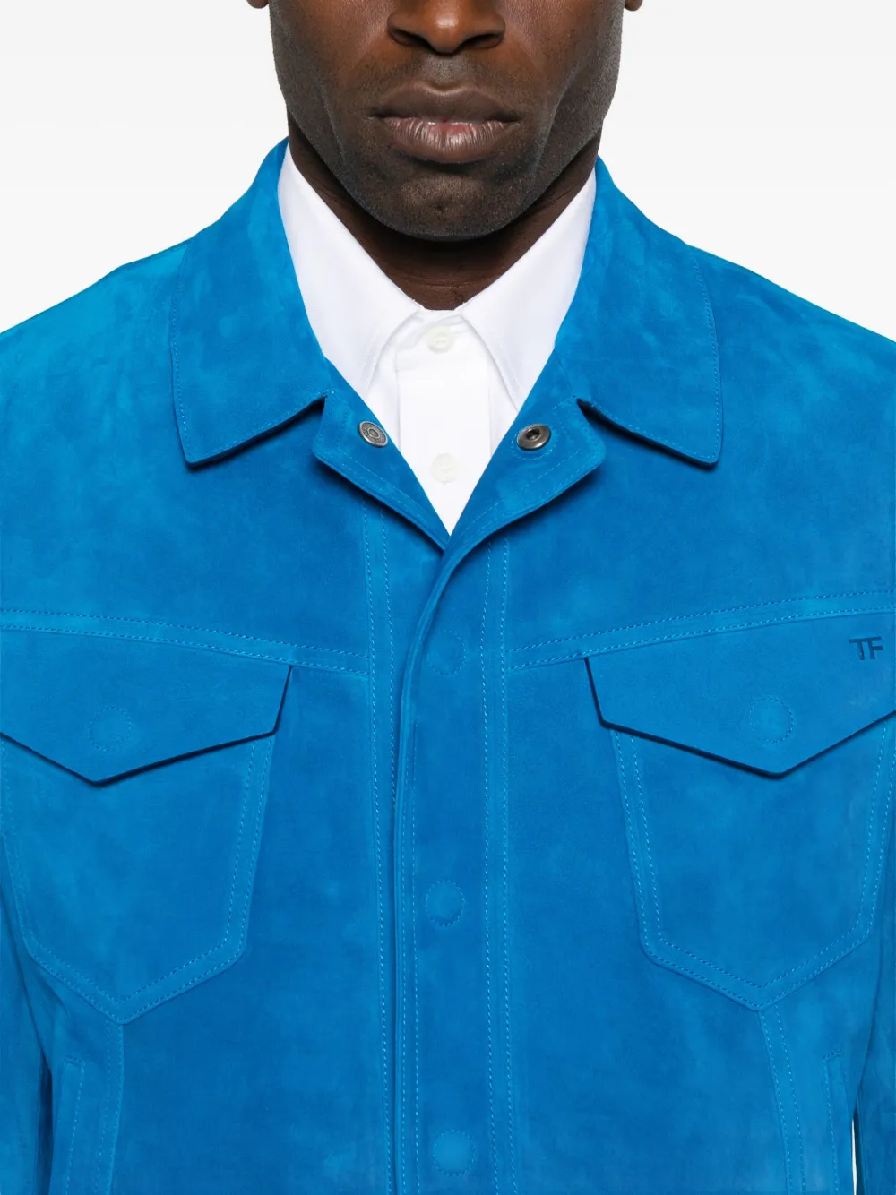 TOM FORD Suède shirtjack Blauw