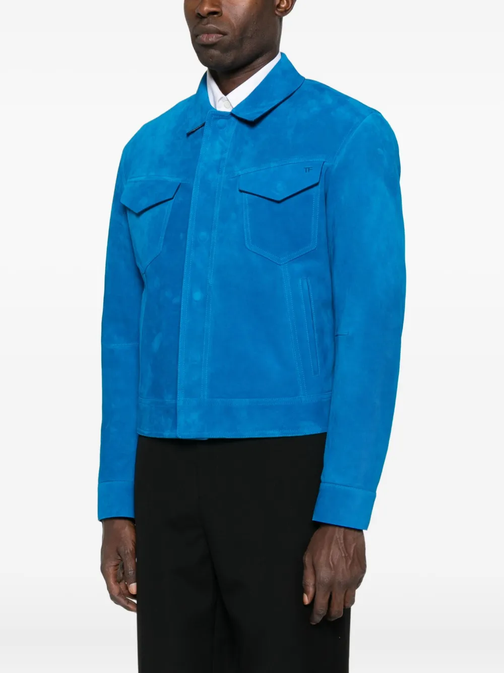 TOM FORD Suède shirtjack Blauw
