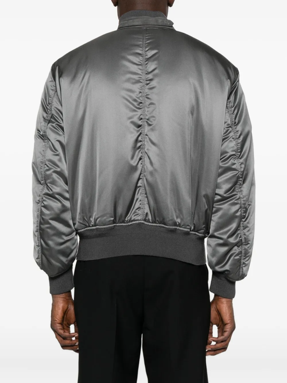 Tom Ford Luxurious Silk Satin Bomber Jacket In Gray