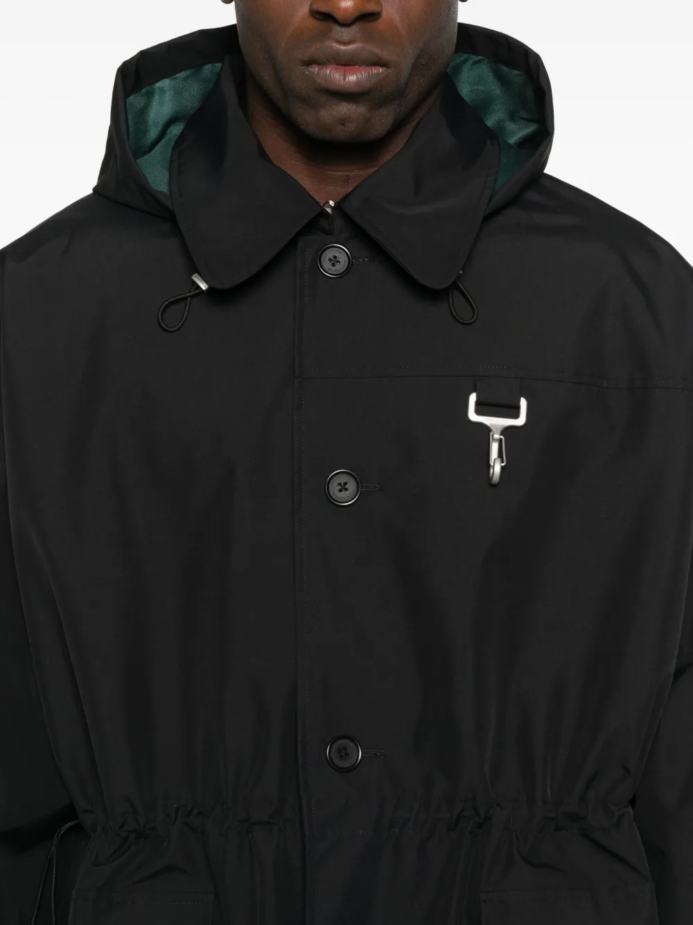 Reese Cooper Flap-pocket Hooded Raincoat In Black
