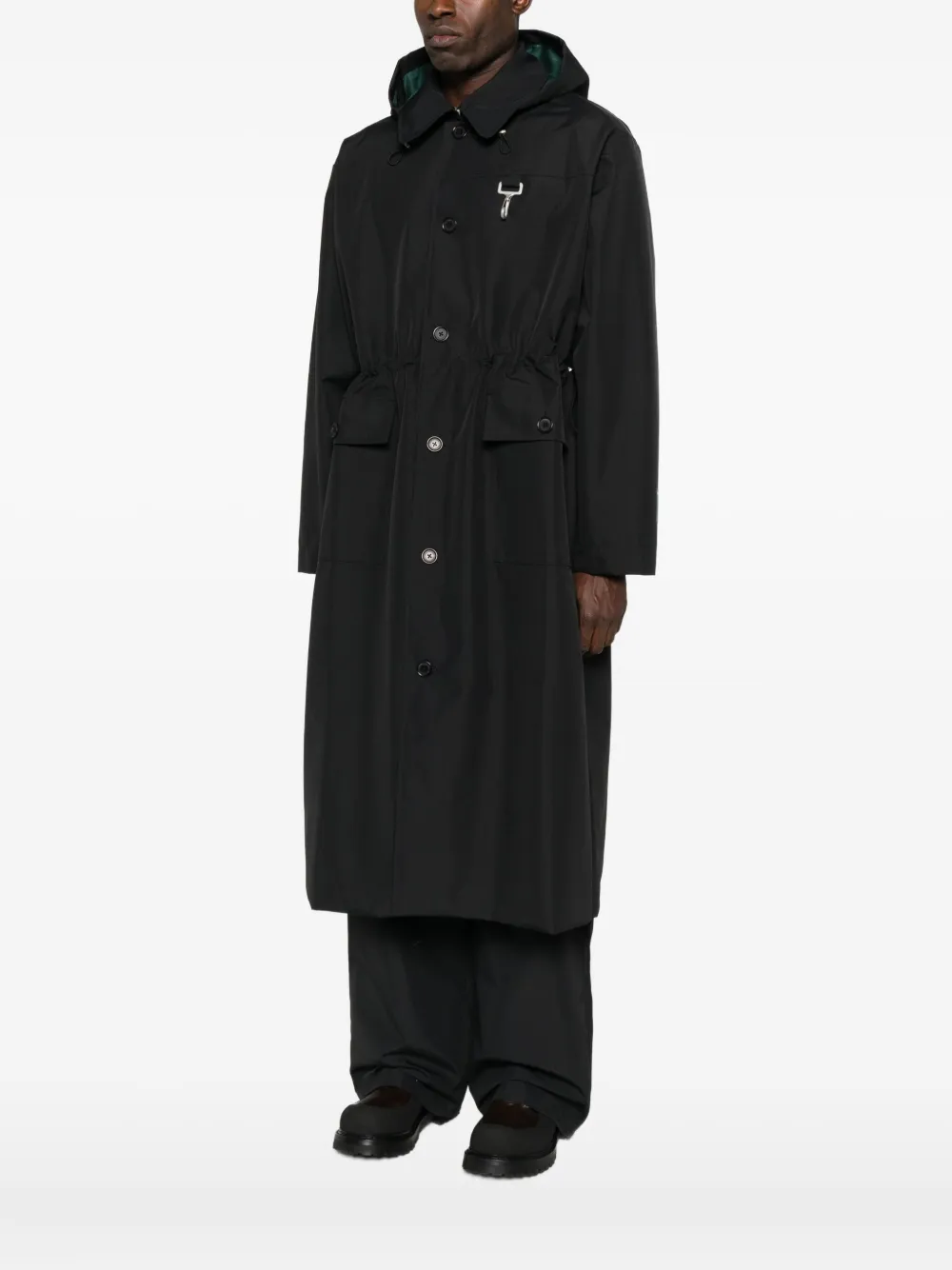 Reese Cooper Flap-pocket Hooded Raincoat In Black