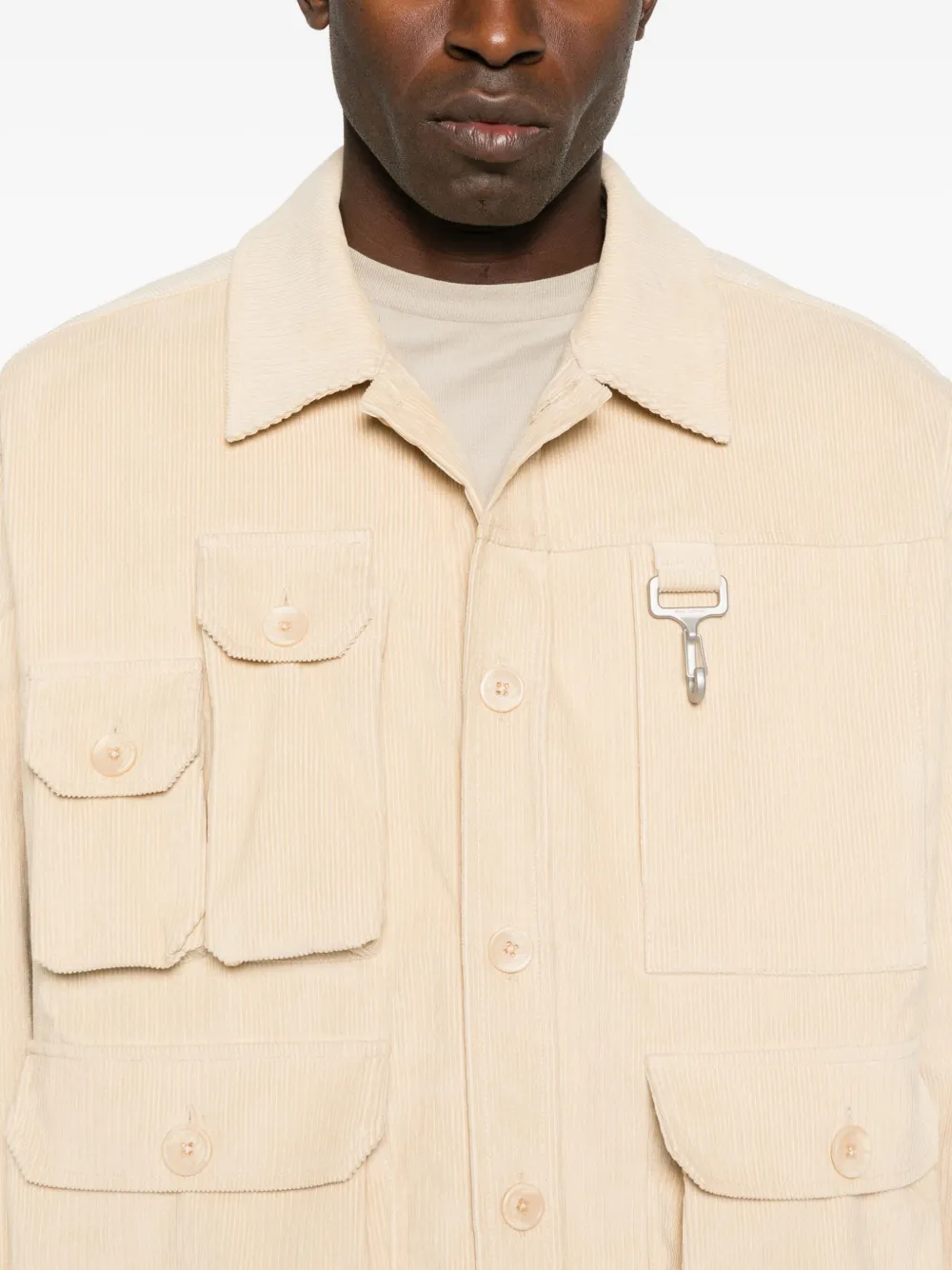 Reese Cooper Multi-pocket Corduroy Shirt Jacket In Neutral
