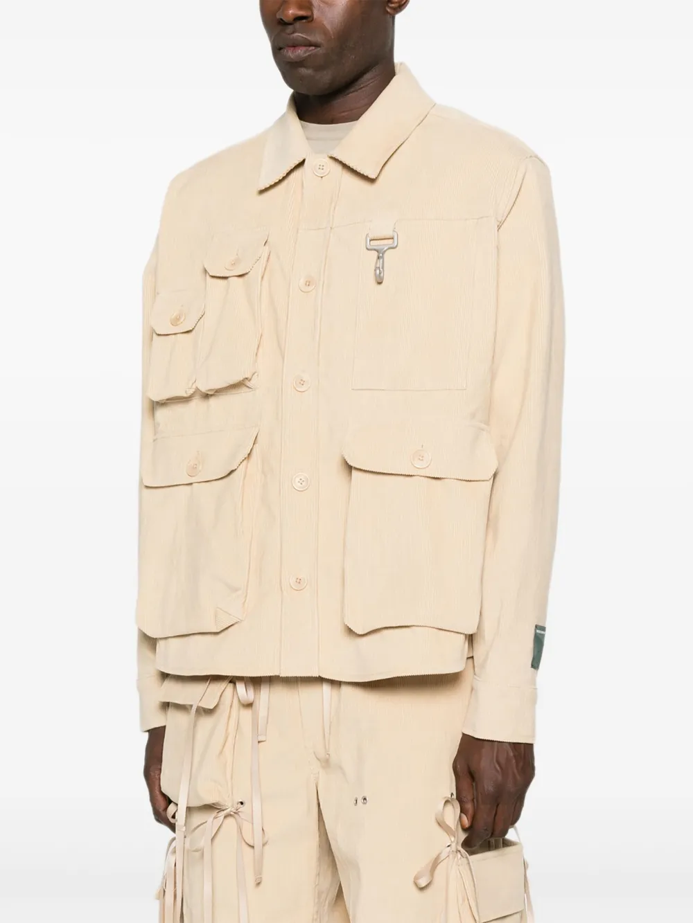Reese Cooper Multi-pocket Corduroy Shirt Jacket In Neutral