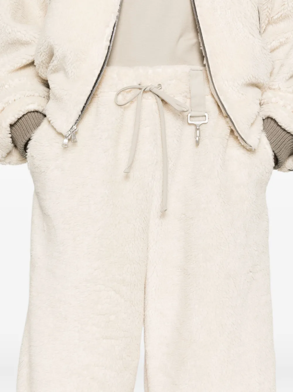 Reese Cooper Wide-leg Fleece-texture Shorts In Neutral