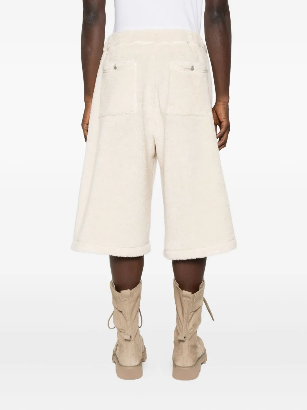 Reese Cooper Wide-leg Fleece-texture Shorts In Neutral