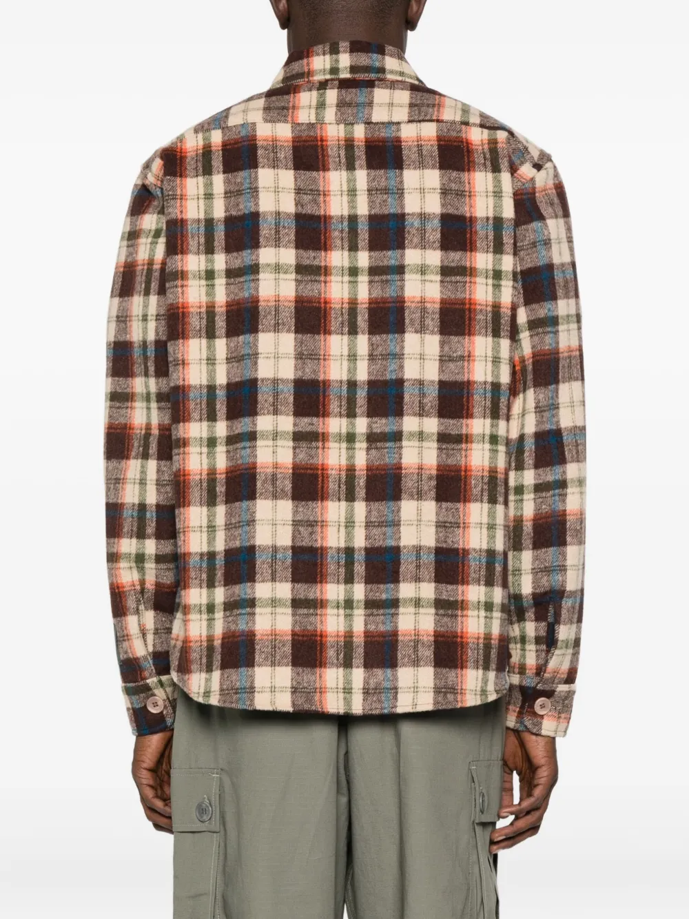 Reese Cooper Plaid Multi-pocket Shirt In Brown