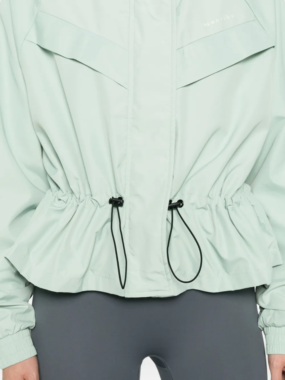 P.e Nation Drawstring-waist Funnel-neck Jacket In Green