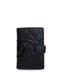 CHANEL Pre-Owned 2014 Calfskin Cambon Ligne Compact Zipped Wallet long wallets - Black
