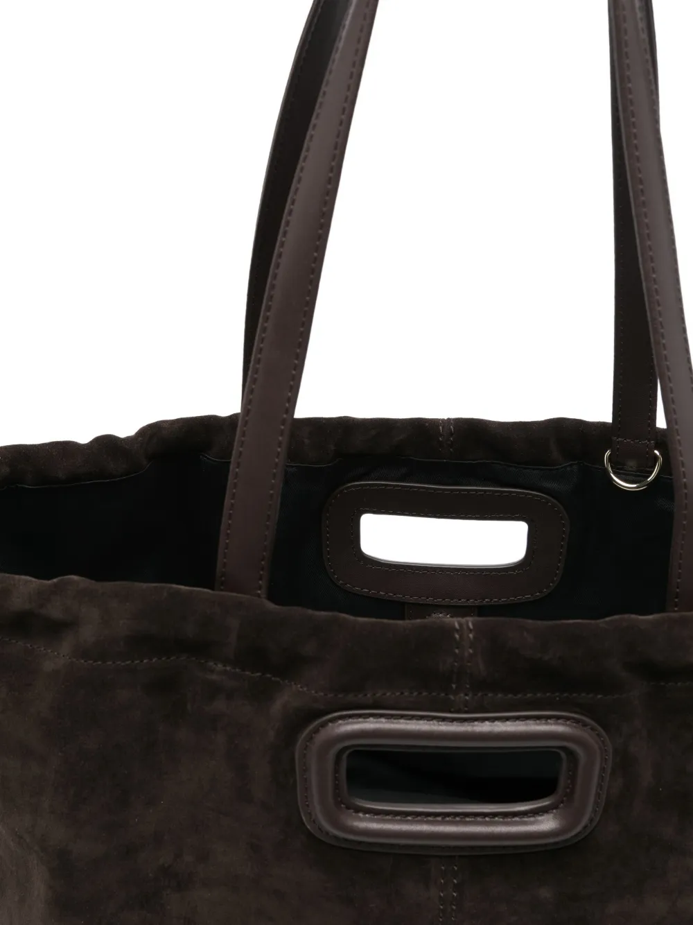 Maje Suède shopper met handvat Bruin