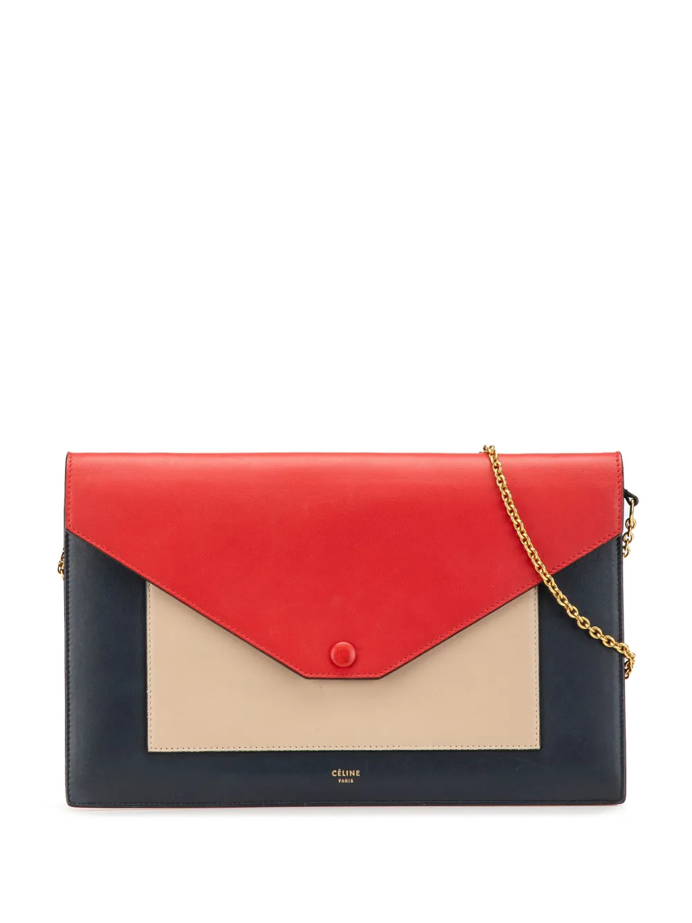 Céline Pre-Owned 2015 ラージ トリコロールレザー ポケット エンベロープ フラップオンチェーン ショルダーバッグ - Céline Pre-Owned 2015 ラージ トリコロールレザー ポケット エンベロープ フラップオンチェーン ショルダーバッグ -