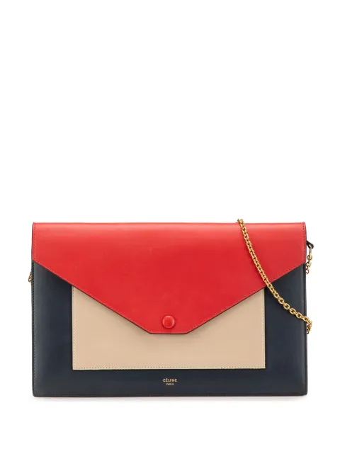 Céline Pre-Owned 2015 Large Tricolor Leather Pocket Envelope Flap on Chain crossbody bag