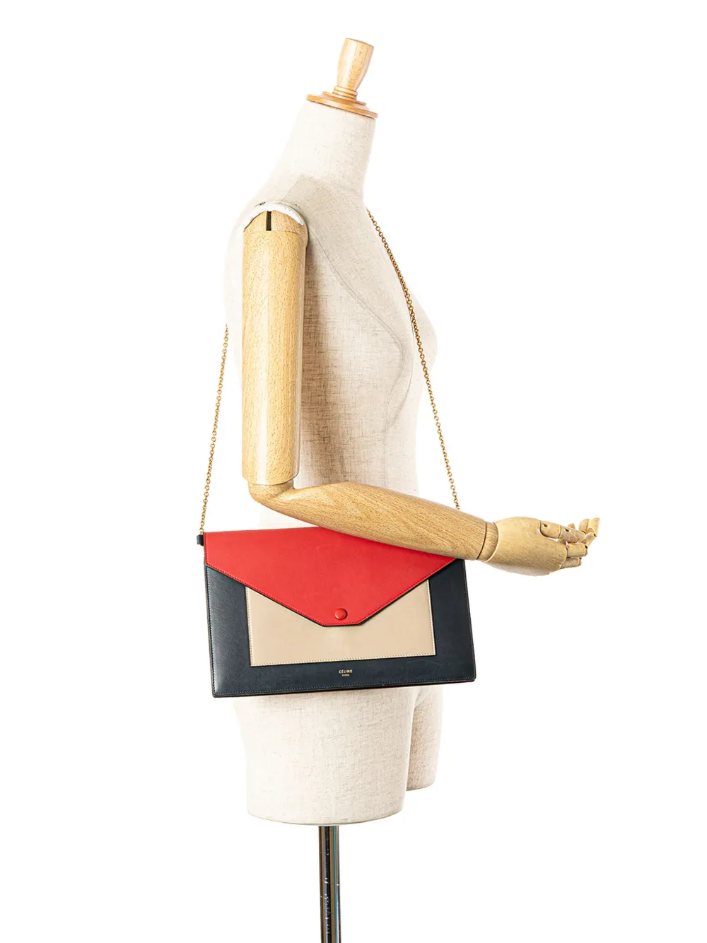 Céline Pre-Owned 2015 Large Tricolor Leather Pocket Envelope Flap on Chain crossbody bag | Pre-Owned | Image 2