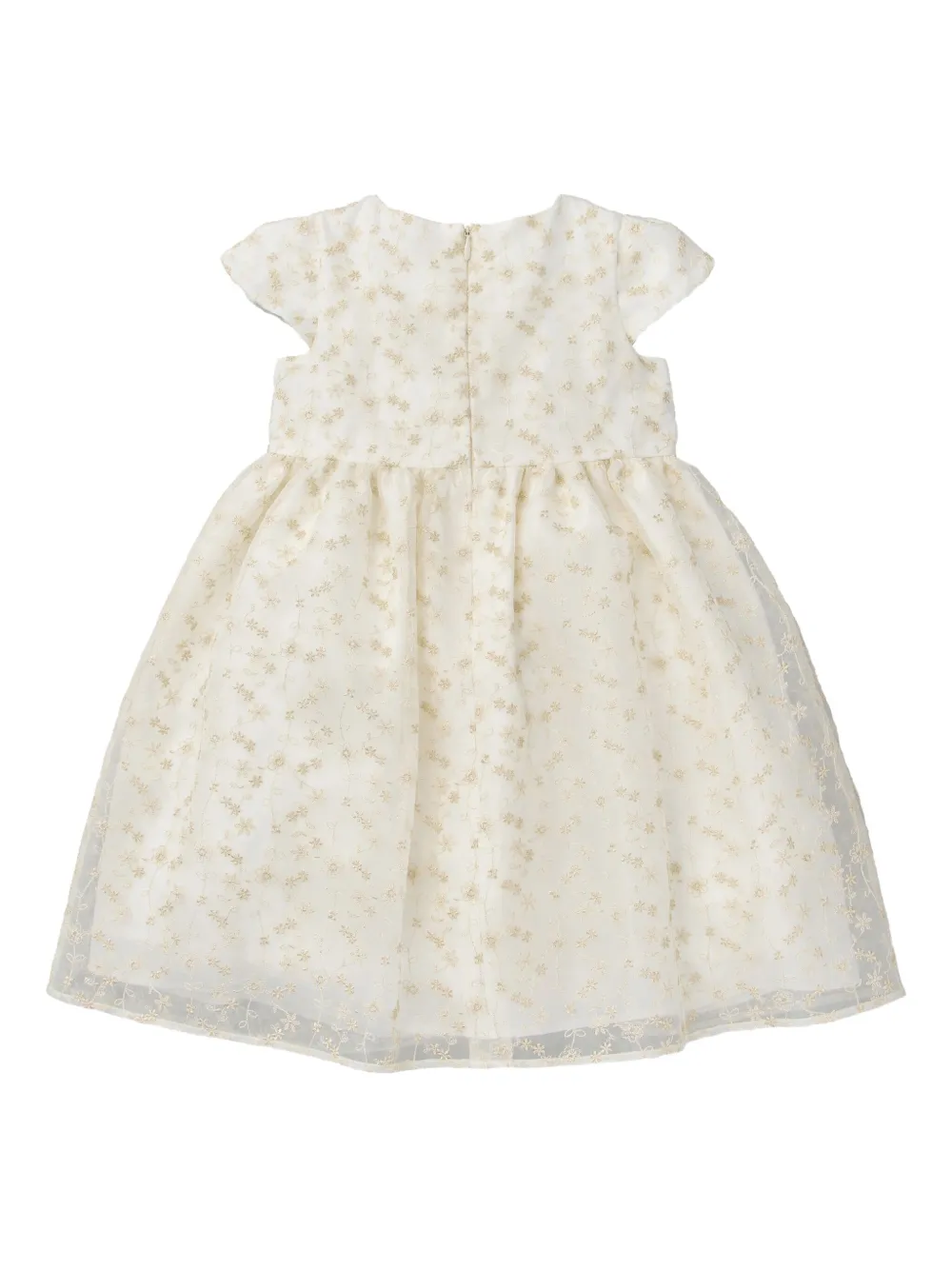Miki House short-sleeve lace-embroidered dress Wit