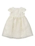Miki House short-sleeve lace-embroidered dress - White