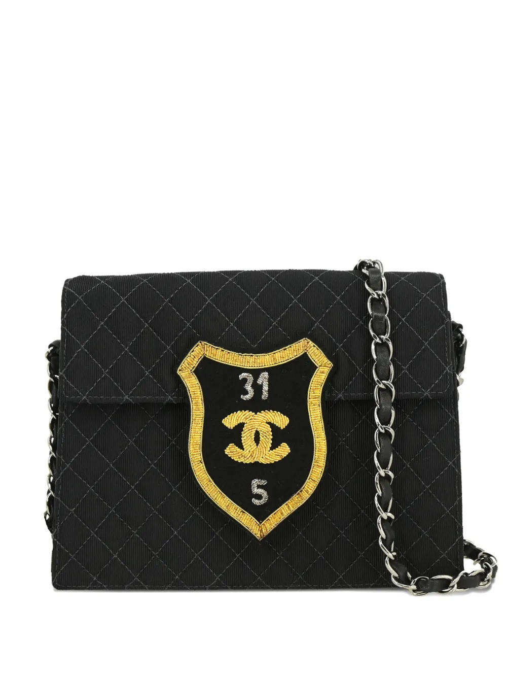 CHANEL Pre-Owned 2005 エンブレム マトラッセ フラップ ショルダーバッグ - ブラック CHANEL Pre-Owned 2005 エンブレム マトラッセ フラップ ショルダーバッグ - ブラック