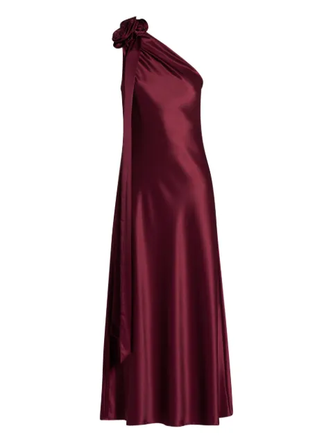 VASILIKI rose-embellished one-shoulder maxi dress